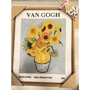 New BP Home Textile Embroidery Woven Wall Art Van Gogh Sunflowers Decor 16"x20"